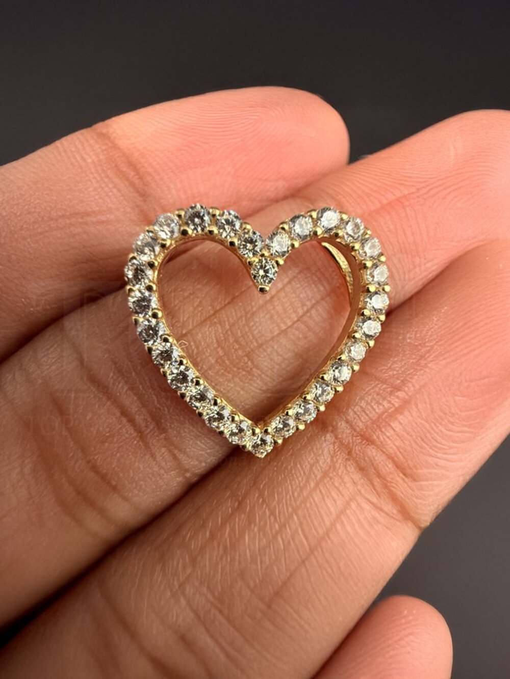 14K Yellow Gold Cubic Zirconia Heart Pendant